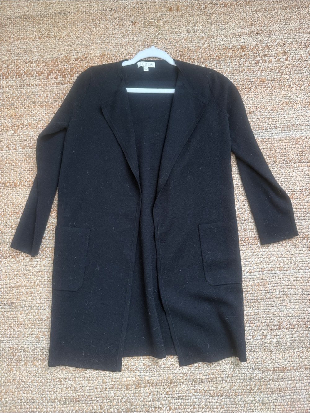 J. Crew Juliette Black Open-Front Long Cardigan Coat